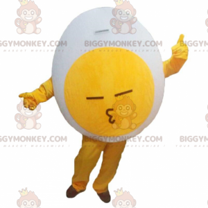 Jättegult och vitt ägg BIGGYMONKEY™ maskotdräkt, kostym för