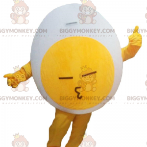 Costume de mascotte BIGGYMONKEY™ d'œuf jaune et blanc géant