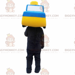 Blue and yellow car BIGGYMONKEY™ mascot costume, car costume -