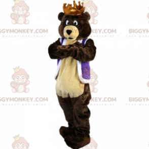 BIGGYMONKEY™ maskotkostyme brun bjørn med krone, bjørnekongekostyme - Bjørn maskot - BIGGYMONKEY_010859 - BiggyMonkey.com