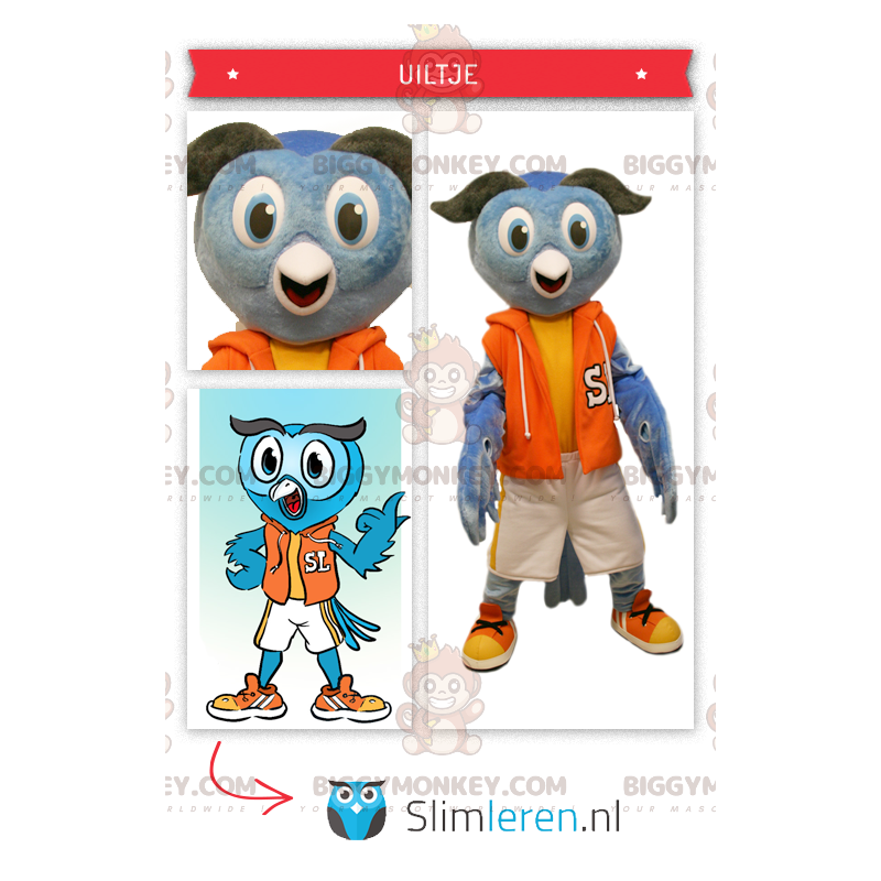 Uil BIGGYMONKEY™ mascottekostuum gekleed in sportkleding -