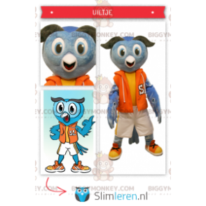 Traje de mascote Owl BIGGYMONKEY™ vestido com roupas esportivas - Mascote pássaro - BIGGYMONKEY_016 - BiggyMonkey.com