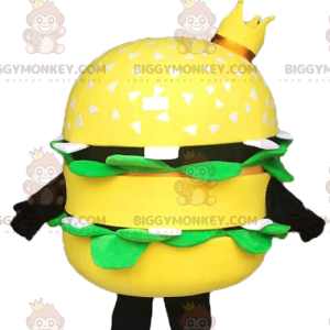 Costume de mascotte BIGGYMONKEY™ de hamburger jaune géant, avec