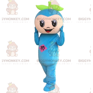 Blauwe sneeuwman BIGGYMONKEY™ mascottekostuum, zeer glimlachend