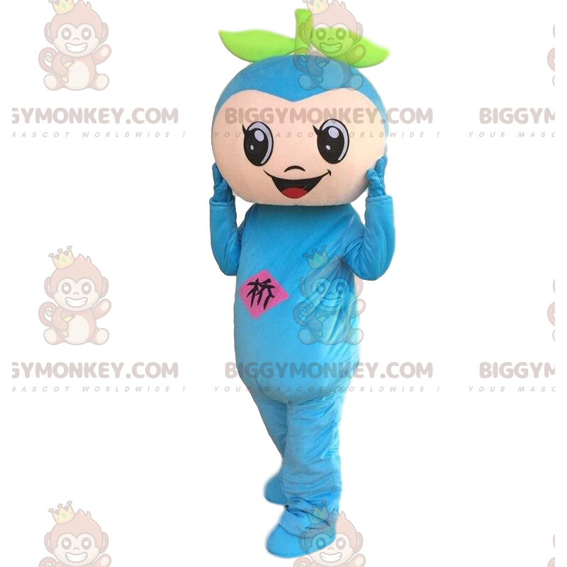 Blue Snowman BIGGYMONKEY™ maskot kostume, meget smilende blå