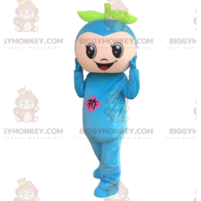 Blue Snowman BIGGYMONKEY™ maskot kostume, meget smilende blå