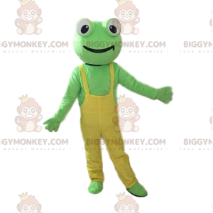 BIGGYMONKEY™ Grøn frømaskotkostume med gule overalls - Frøen maskoter - BIGGYMONKEY_010875 - BiggyMonkey.com
