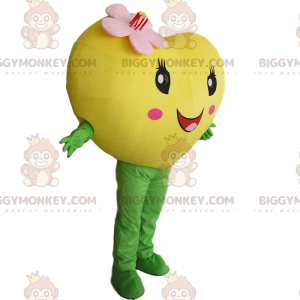 Costume de mascotte BIGGYMONKEY™ de cœur jaune géant, costume