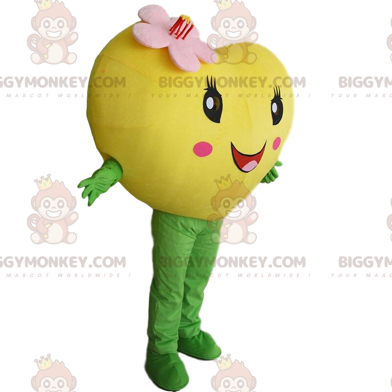 Costume de mascotte BIGGYMONKEY™ de cœur jaune géant, costume