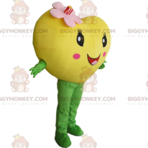 BIGGYMONKEY™ maskotkostume af kæmpe gult hjerte, romantisk og blomstrende kostume - Plant maskoter - BiggyMonkey.com