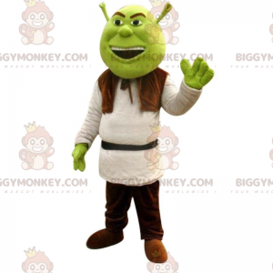 BIGGYMONKEY™ maskotkostume af Shrek, berømt tegneserie grøn