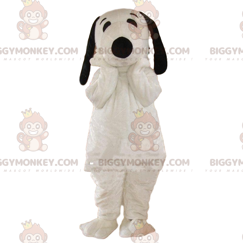 BIGGYMONKEY™ maskotdräkt av Snoopy, berömd tecknad vit och svart hund - Maskoter kända människor - BiggyMonkey.com