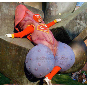 Giant Penis BIGGYMONKEY™ Mascot Costume In Superhero Outfit -