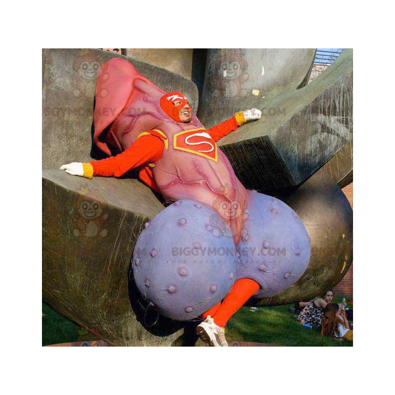 Giant Penis BIGGYMONKEY™ Mascot Costume In Superhero Outfit -