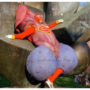 Giant Penis BIGGYMONKEY™ Mascot Costume In Superhero Outfit -