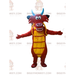 BIGGYMONKEY™ mascot costume of Mushu, the famous red and yellow