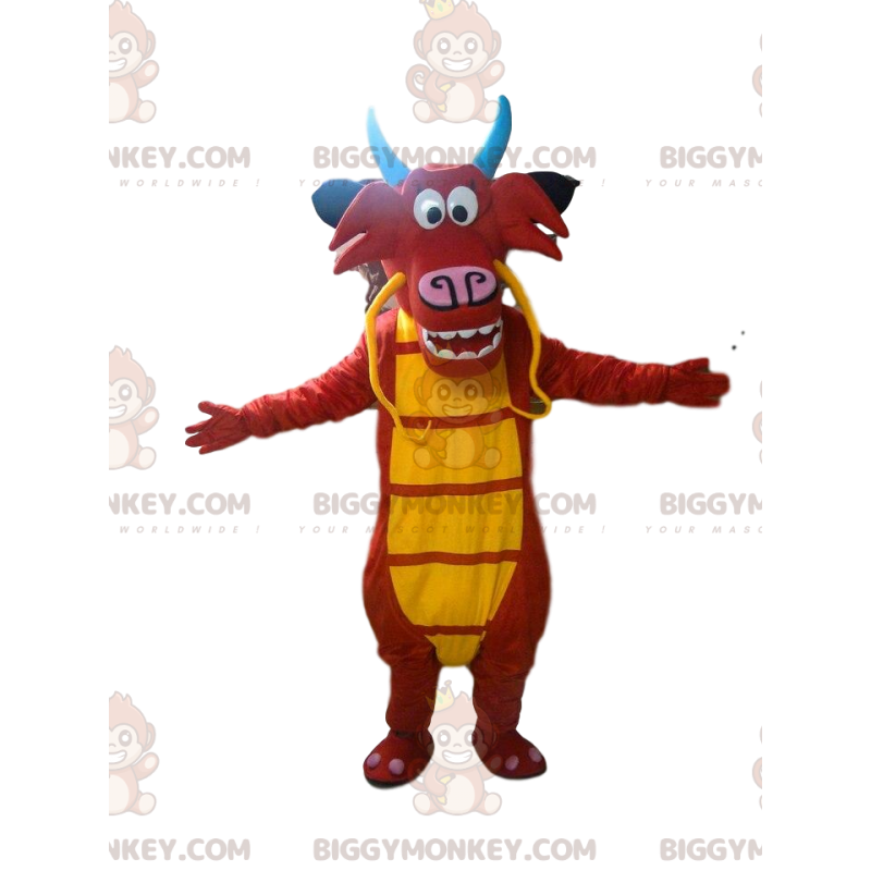 BIGGYMONKEY™ costume mascotte di Mushu, il famoso drago rosso e BIGGYMONKEY™ costume mascotte di Mushu, il famoso drago rosso e