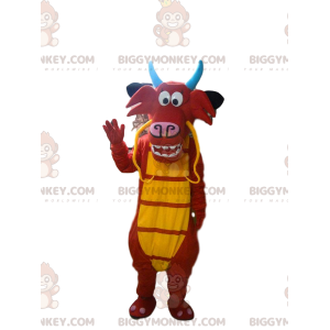 BIGGYMONKEY™ mascot costume of Mushu, the famous red and yellow