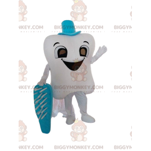 Costume de mascotte BIGGYMONKEY™ de dent blanche géante avec