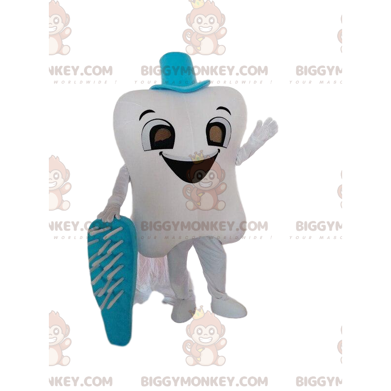 BIGGYMONKEY™ Mascot Costume Giant White Tooth With Blue