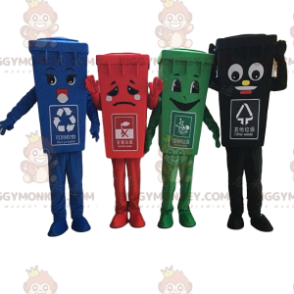 4 BIGGYMONKEY™s mascot colorful dumpsters, bin costumes -