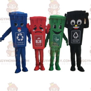 4 BIGGYMONKEY™s mascot colorful dumpsters, bin costumes –