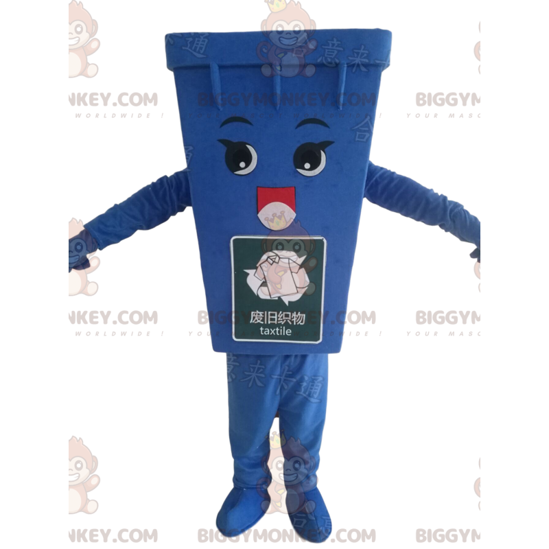 Disfraz de mascota BIGGYMONKEY™ de contenedor de basura azul