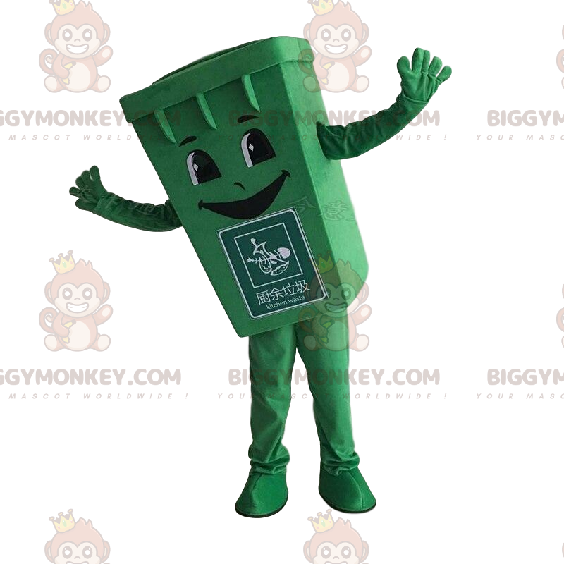 Green Bin BIGGYMONKEY™ mascottekostuum, afvalcontainerkostuum -