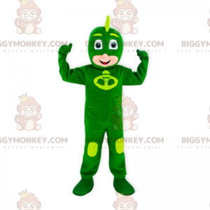 Gutte BIGGYMONKEY™ maskotkostyme med grønn superhelt jumpsuit - Superhelten maskot - BIGGYMONKEY_010908 - BiggyMonkey.com