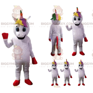 Costume de mascotte BIGGYMONKEY™ de licorne blanche avec une