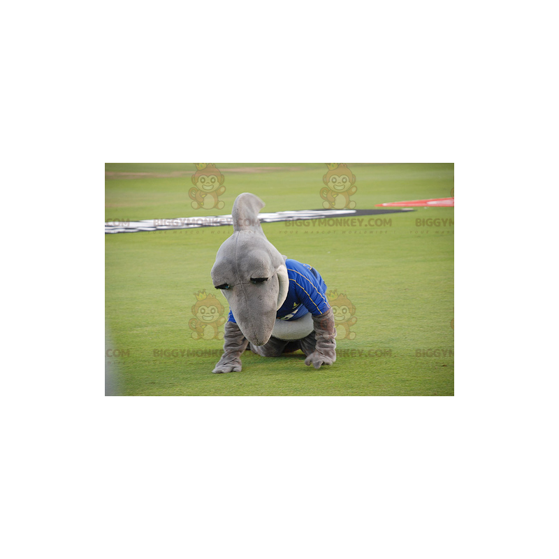 Costume da mascotte BIGGYMONKEY™ squalo grigio e bianco in Costume da mascotte BIGGYMONKEY™ squalo grigio e bianco in