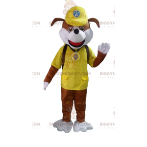 Costume mascotte BIGGYMONKEY™ del cane bianco e marrone del