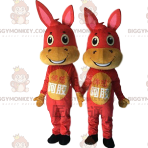 burros rojos y amarillos de la mascota de BIGGYMONKEY™, disfraces de burro - Mascotas de caballo - BiggyMonkey.com