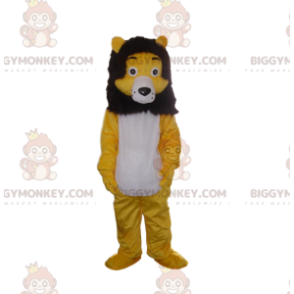 BIGGYMONKEY™ maskotdräkt av gult, vitt och svart lejon, kattdräkt - Lion maskot - BIGGYMONKEY_010923 - BiggyMonkey.com