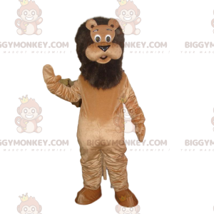 Brown lion costume with a black mane, brown feline -