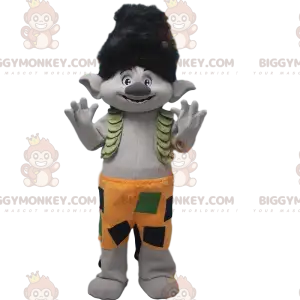 BIGGYMONKEY™ Mascot Costume of Gray Troll with Black Hair and
