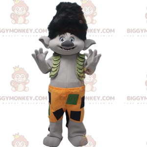 BIGGYMONKEY™ Mascottekostuum van grijze trol met zwart haar en