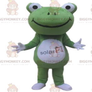 Traje de mascote BIGGYMONKEY™ Sapo verde e branco com cabeça