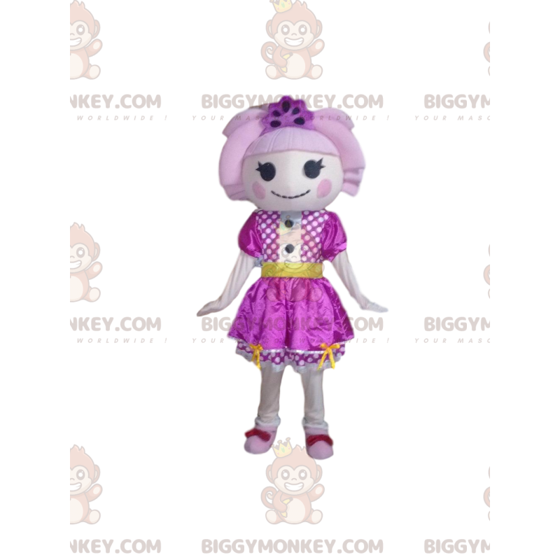 Doll BIGGYMONKEY™ Mascot Costume with Purple Dress and Pink