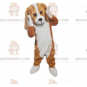 Brun og hvid hund BIGGYMONKEY™ maskotkostume, tofarvet
