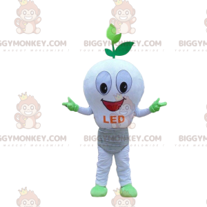 White LED bulb BIGGYMONKEY™ mascot costume, eco-friendly