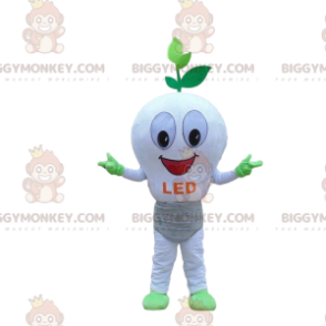 White LED bulb BIGGYMONKEY™ mascot costume, eco-friendly