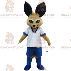 BIGGYMONKEY™ mascot costume of fennec, sand fox in sportswear -