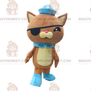 BIGGYMONKEY™ Mascot Costume Brown Cat In Pirate Outfit, Plush