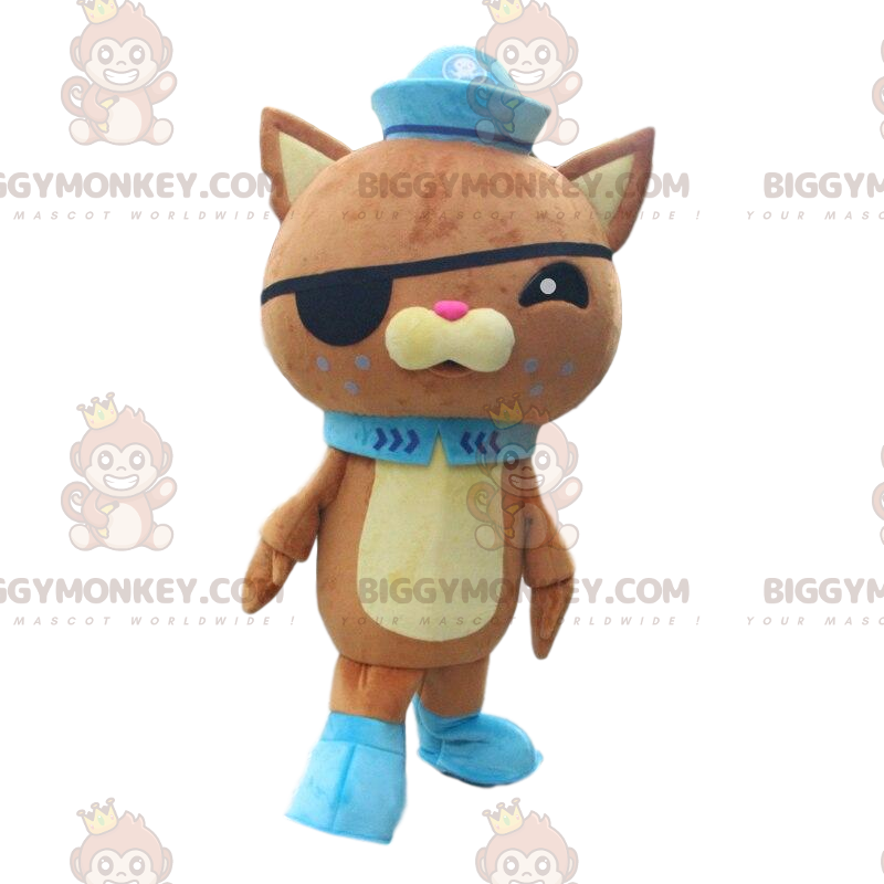 BIGGYMONKEY™ mascottekostuum bruine kat in piratenoutfit BIGGYMONKEY™ mascottekostuum bruine kat in piratenoutfit