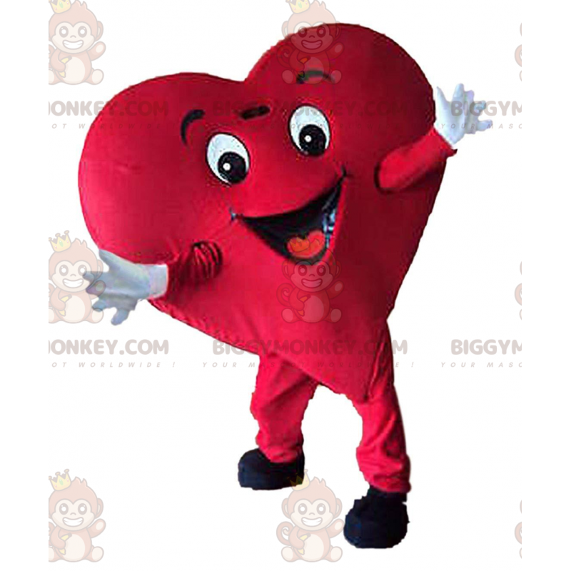 BIGGYMONKEY™ mascot costume of giant red heart, romantic and