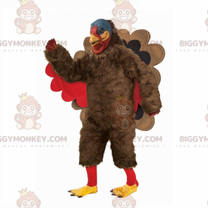 Reuze Turkije BIGGYMONKEY™ mascottekostuum, bruin en rood