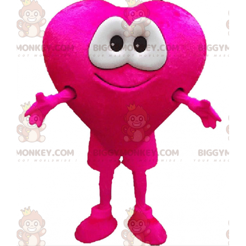 BIGGYMONKEY™ maskotdräkt av jätte rosa hjärta med söta BIGGYMONKEY™ maskotdräkt av jätte rosa hjärta med söta