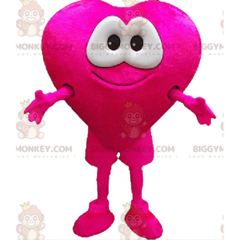 Traje de mascote BIGGYMONKEY™ de coração rosa gigante com
