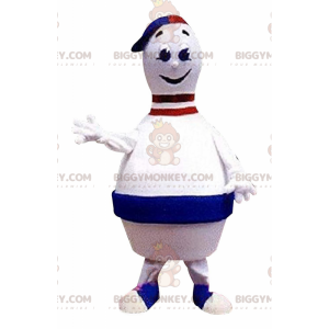 Λευκή και μπλε γιγάντια καρφίτσα μπόουλινγκ BIGGYMONKEY™ μασκότ